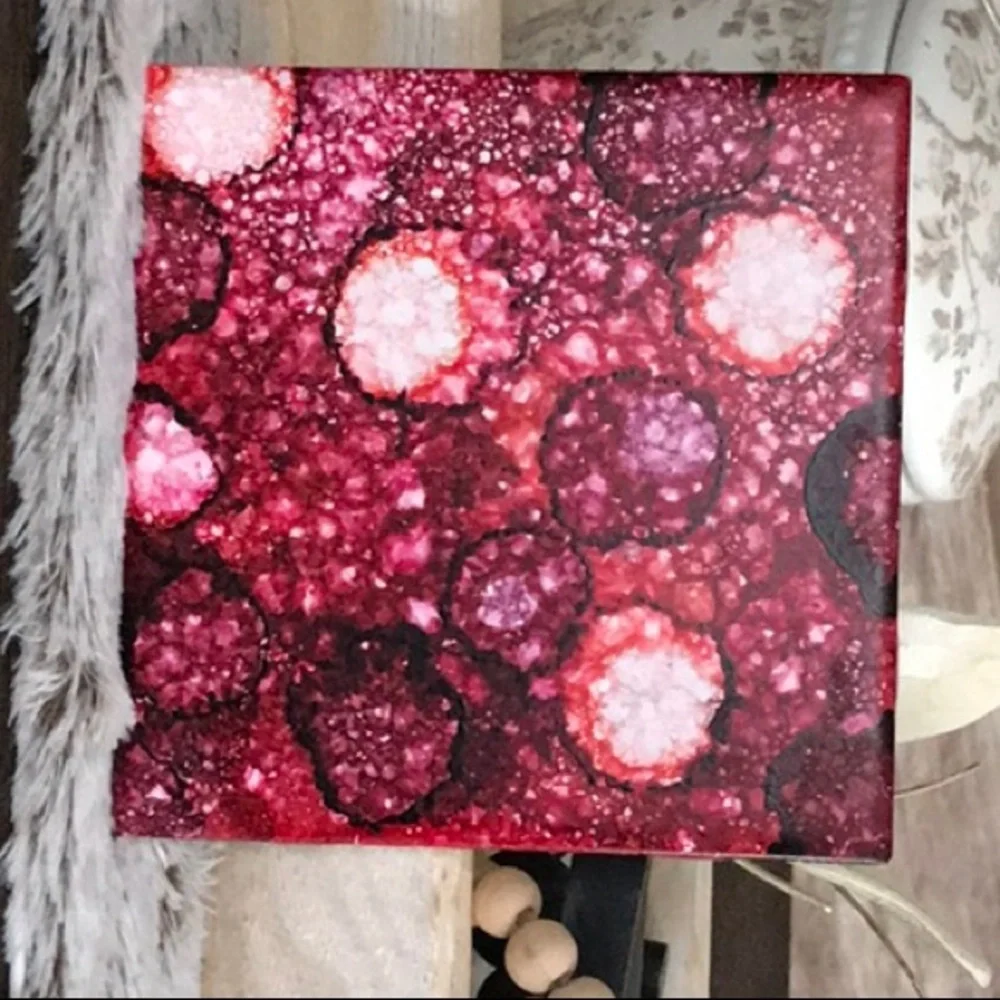 Hand Crafted shades of Red abstract original Decorative Tile